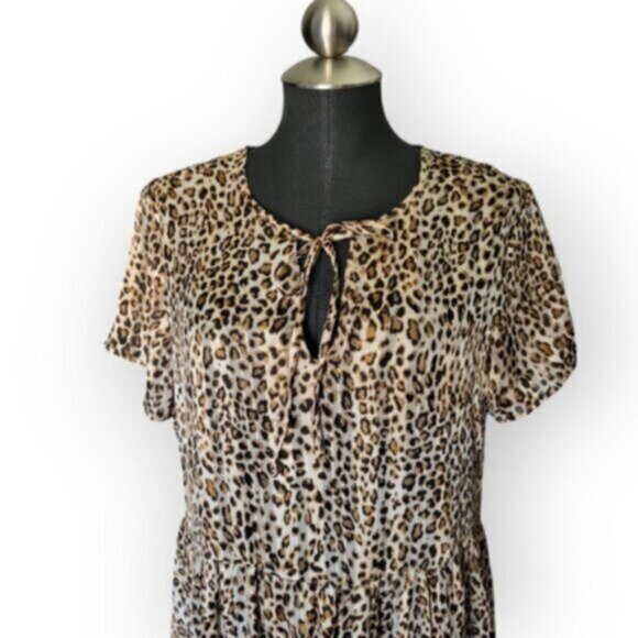 KAFFE Leopard Print Chiffon Dress NWT Sz XL - Picture 8 of 13